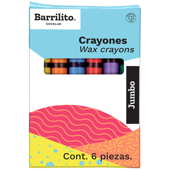 Crayones BARRILITO® jumbo modelo 6J caja con 6 piezas