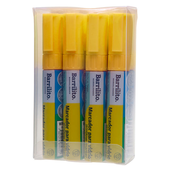 Marcadores para vidrio BARRILITO®  amarillo modelo WMK1 paquete con 8 piezas de 8g c/u.