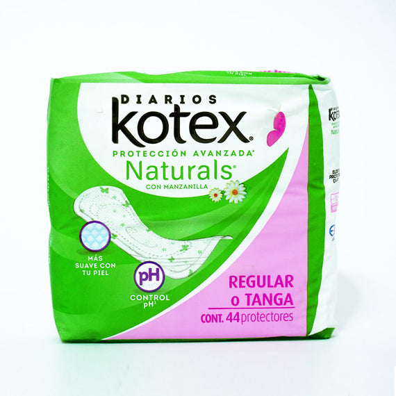 Pantiprotector KOTEX Naturals Regular/Tanga con manzanilla, 44 Piezas